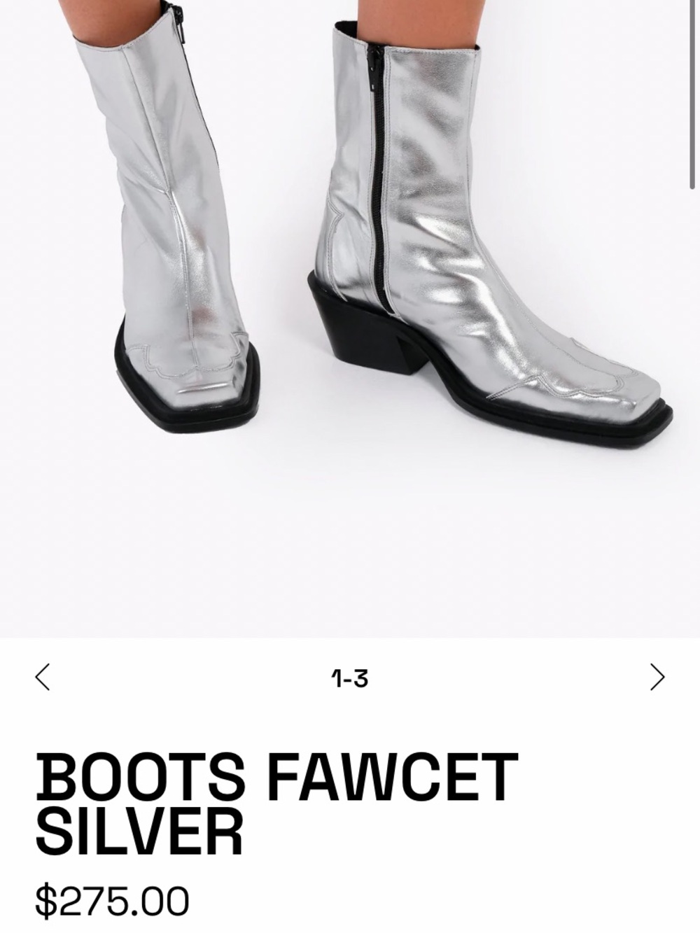 Silver Metallic Western Ankle Boots - Women's